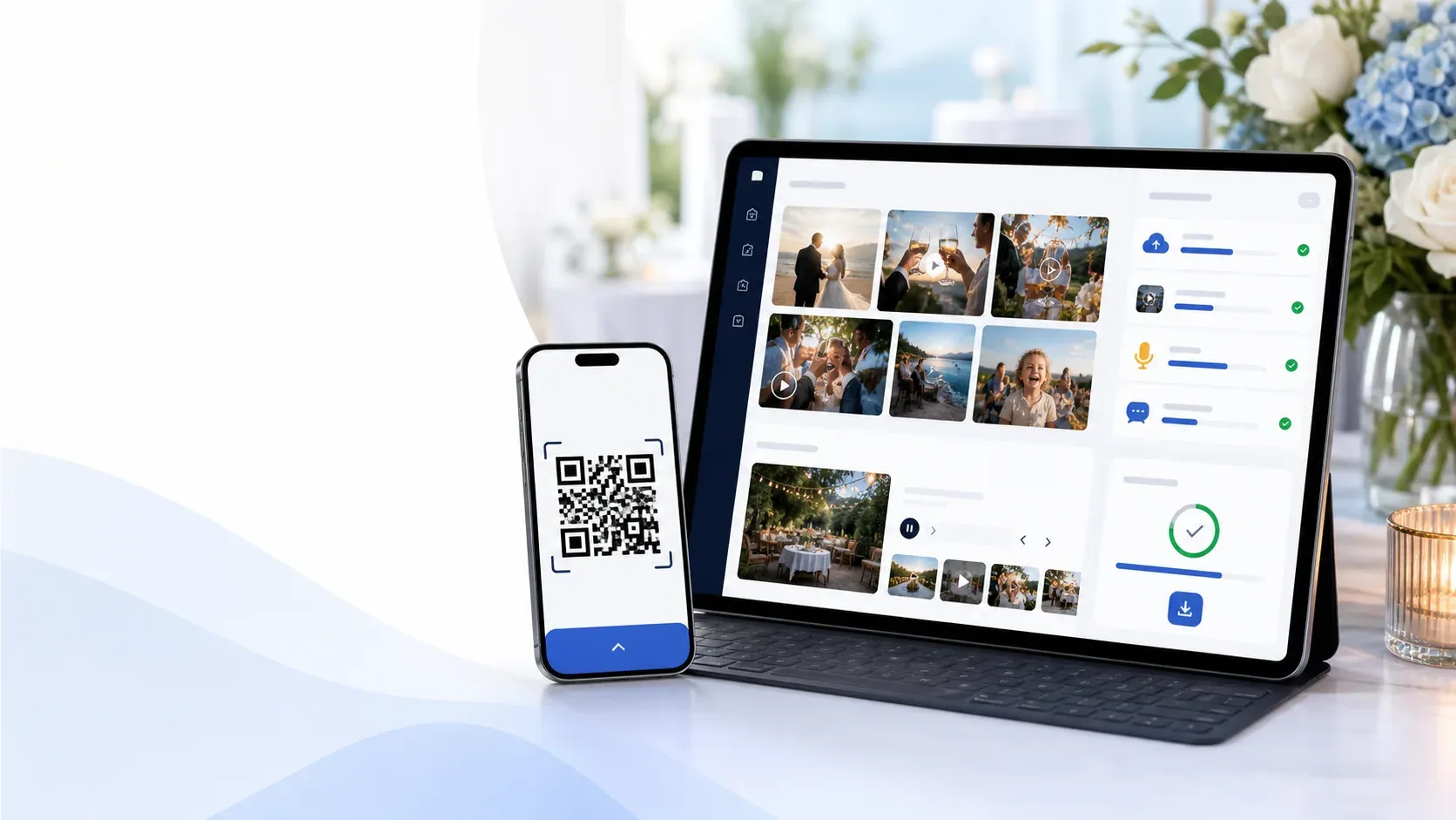 Dashboard en QR-upload preview van 123Gastenboek